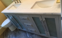 Vanity Grey with Dual  Large rectangular  sinks